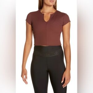 ALO Yoga Ribbed Crop Savvy Short Sleeve Top
